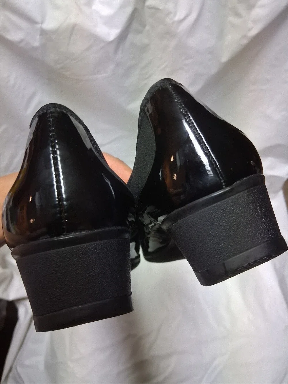 NWOT Liz Claiborne Flex Black Patent and Fabric Wedge Flats Sz 8.5